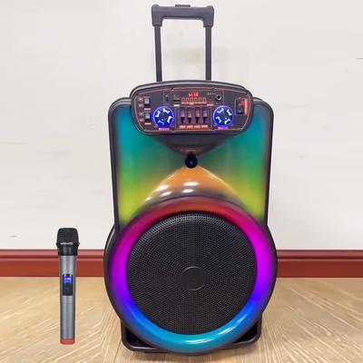 Пиковая мощность 1500 Вт, Bluetooth-динамик, беспроводная колонка, портативная 15-дюймовая тележка, аудио на открытом воздухе, 40 Вт, бас-гитара, караоке, Partybox с микрофоном FM