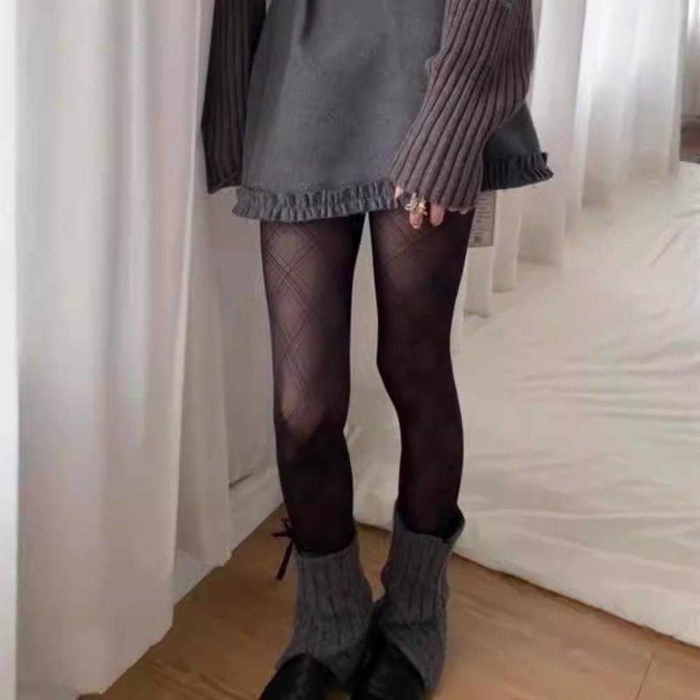 Аргайл Клетчатые Чулки Линжери Сексуальные Черные Шелковистые Колготки Чулки Подарок для Вечеринки