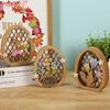 Wooden Easter Rabbit Eggs Ornaments Bunny Hollow Carving Flowers Craft Wood Chick For Easter Eggs Desktop Decoration Gift