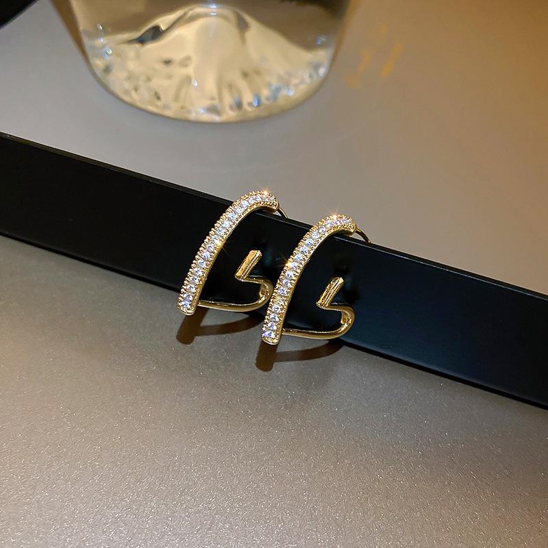 Серьги-кольца из золота с измельченным серебряным цирконом серьги Европейский и американский дизайн серег нишевые