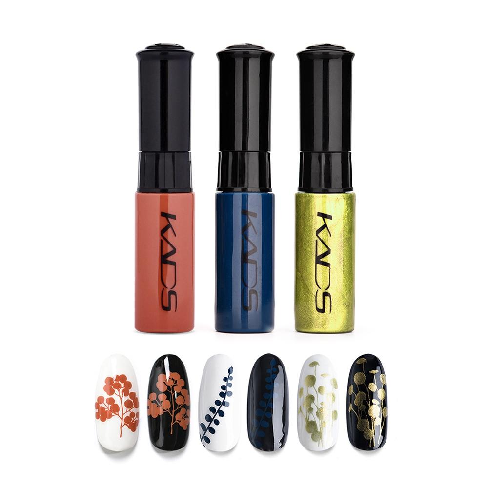 kads 3 шт./компл. лак для стемпинга ногтей, цветной белый, золотой, черный, серебряный лак для печати, лак для дизайна ногтей, ручка для маникюра, лак