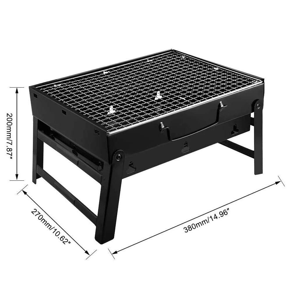 Складной портативный угольный гриль для барбекю из нержавеющей стали, маленькие мини-наборы инструментов для барбекю для приготовления пищи на открытом воздухе, кемпинга, пикника, пляжа