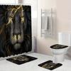 4 шт. роскошные наборы занавесок для душа с принтом льва, водонепроницаемые для ванной комнаты, нескользящие коврики для ванной комнаты, крышка для унитаза, коврик для ванной, набор для ванной комнаты