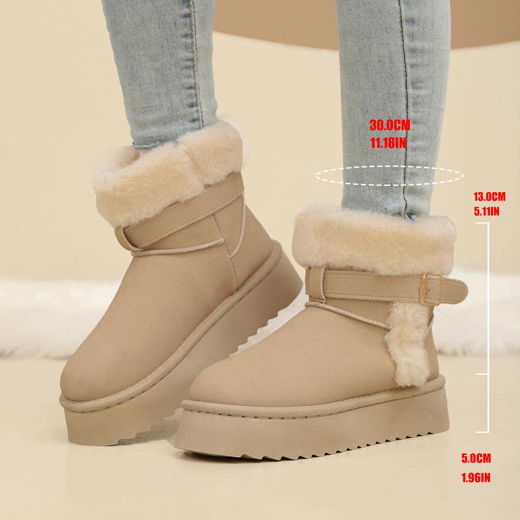 New Fluffy Rabbit Fur Warm Snow Boots for Women Winter Thick Plush Cotton Shoes Woman Faux Suede Non Slip Platform Ankle Boots
