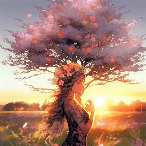 5D Diy Алмазная картина Дерево Девушка Вышивка Мозаика Закат Пейзаж Полный Квадрат Круглый Домашний Декор