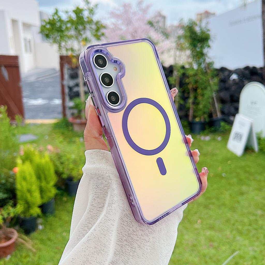 Модный лазерный градиентный противоударный магнитный чехол для Samsung S25 S24 S23 Ultra Plus S25 Edge A56 A36 A26 A16 Обложка Magsafe Coque