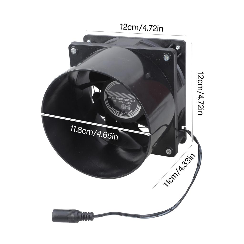 12V Регулируемый по скорости осевой вытяжной вентилятор 120мм Высокий воздушный поток 7000 об/мин для DIY проектов вентиляции Включает 3" комплект пластин для воздуховодов