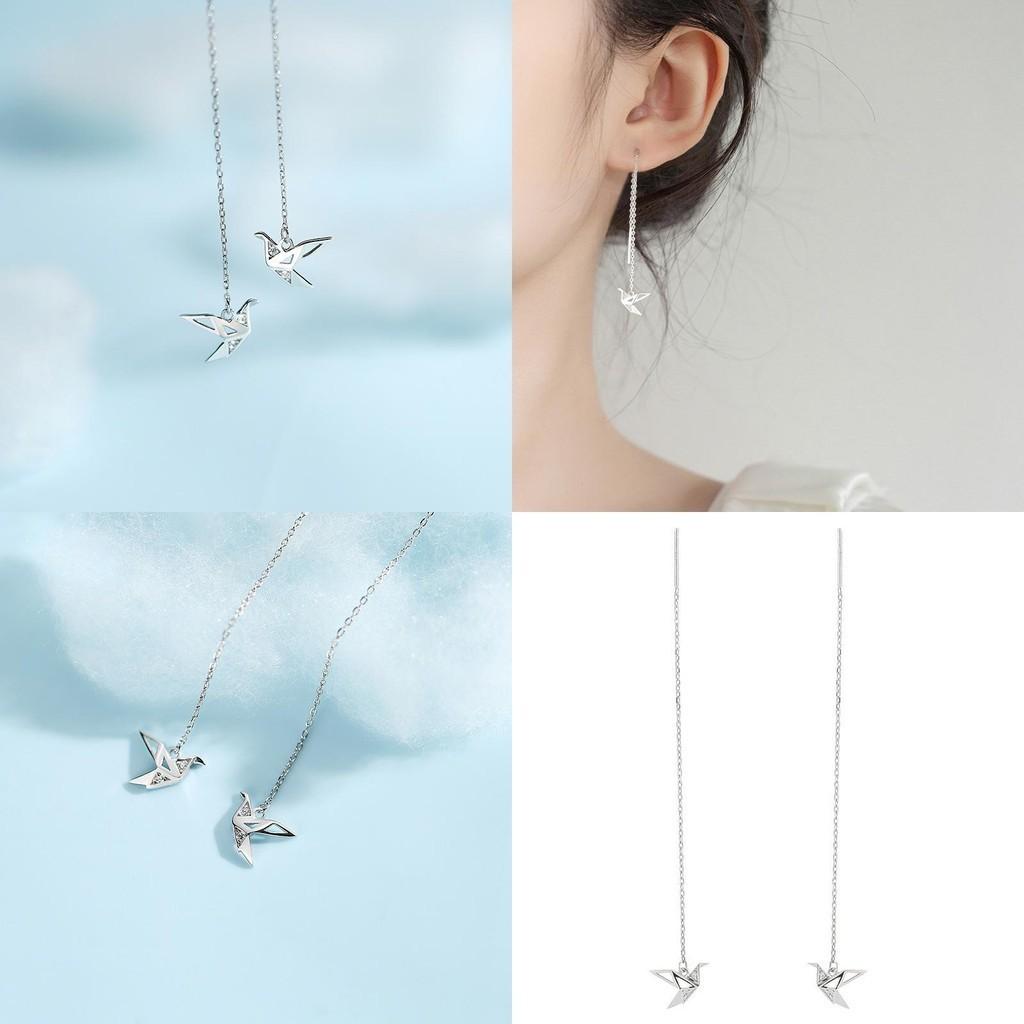 Yixuan Diamond Sparkling Origami Crane Ear Threader Popular Chain Design Element