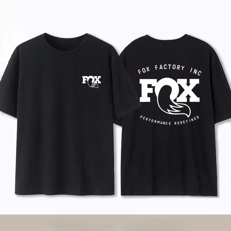Летняя хлопковая commemorative футболка Fox Racing для кросс-кантри и горного велосипеда, оверсайз, высокое качество, модный топ с коротким рукавом и круглым вырезом для мужчин и женщин