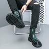 New Chelsea Boots for Men Green Black Patent Leather Round Toe Slip-On  Shoes for Men with  Size 38-44 Ankle Boots