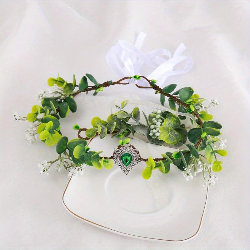 1 шт. Сказочная корона из цветов и листьев, Головной убор принцессы-эльфа, Головной убор эльфа, Косплей, Костюм на Хэллоуин, Фотосессия, Свадьба