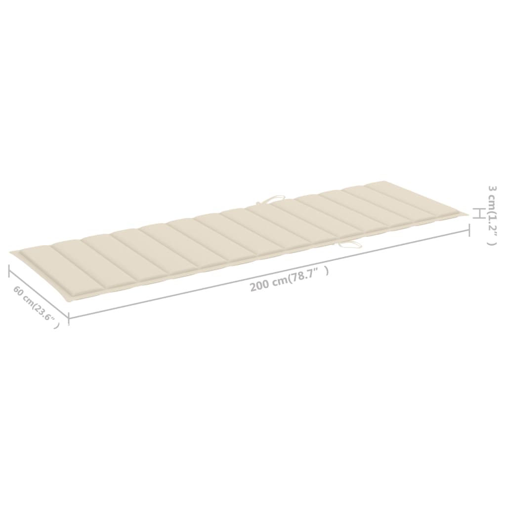 Sun Lounger with Table and Cushion Solid Acacia Wood