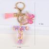 Розовый брелок с пайетками, подвеска с буквой, серьги-шармы