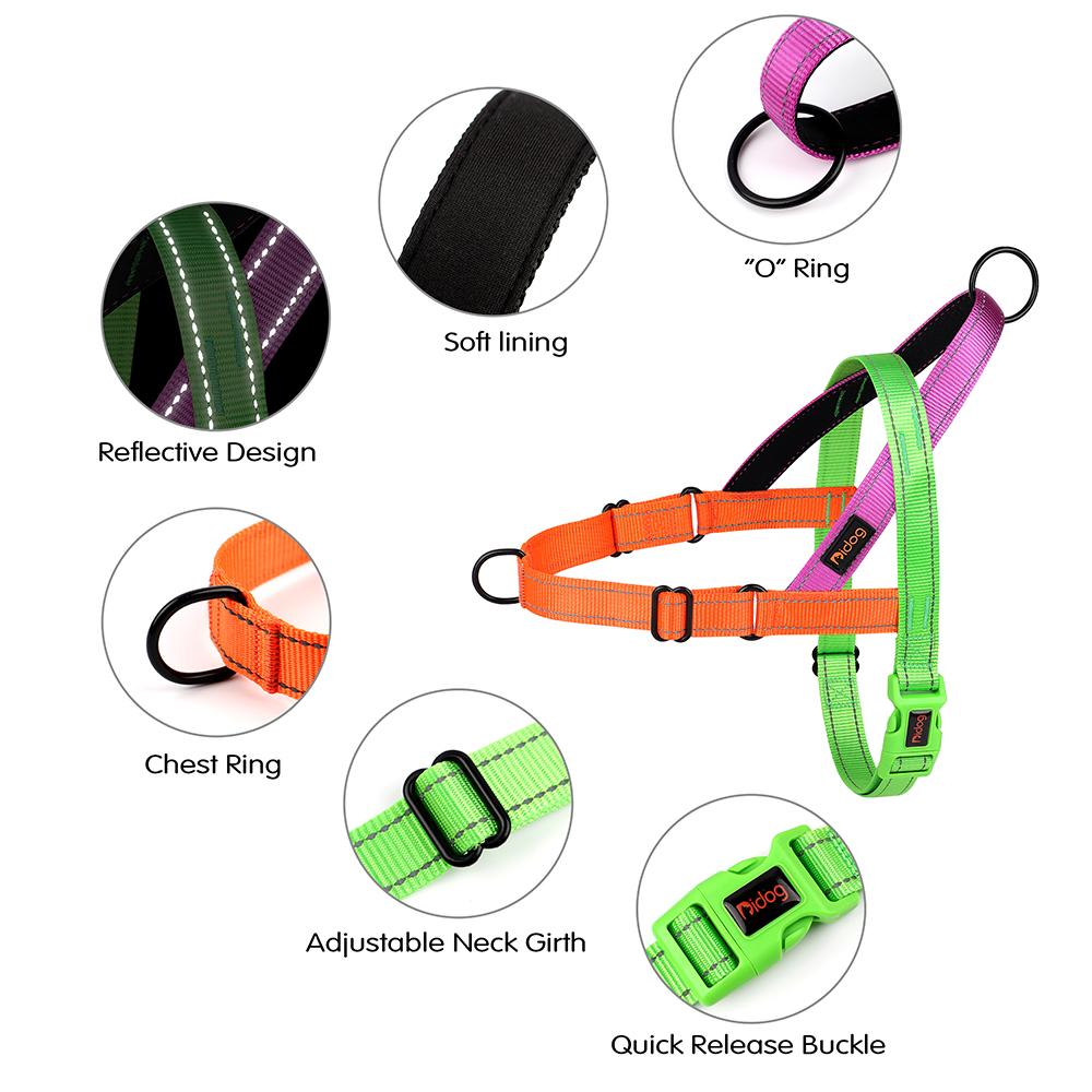 Светоотражающая нейлоновая шлейка для собак без тяги, регулируемый жилет для прогулок с домашними животными, прочный для маленьких и больших собак, мопса, питбуля, бульдога