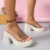 Women Platform Wedges Ssandals High Heels Shoes 2024 New Summer Flip Flops Beach Sandals Femme Designer New Dress Crystal Slides