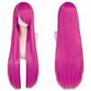 80cm Long Synthetic White Purple Cosplay Wigs Green Hair Straight Silver Wig Pink Hairpiece Lolita Wig with Bangs