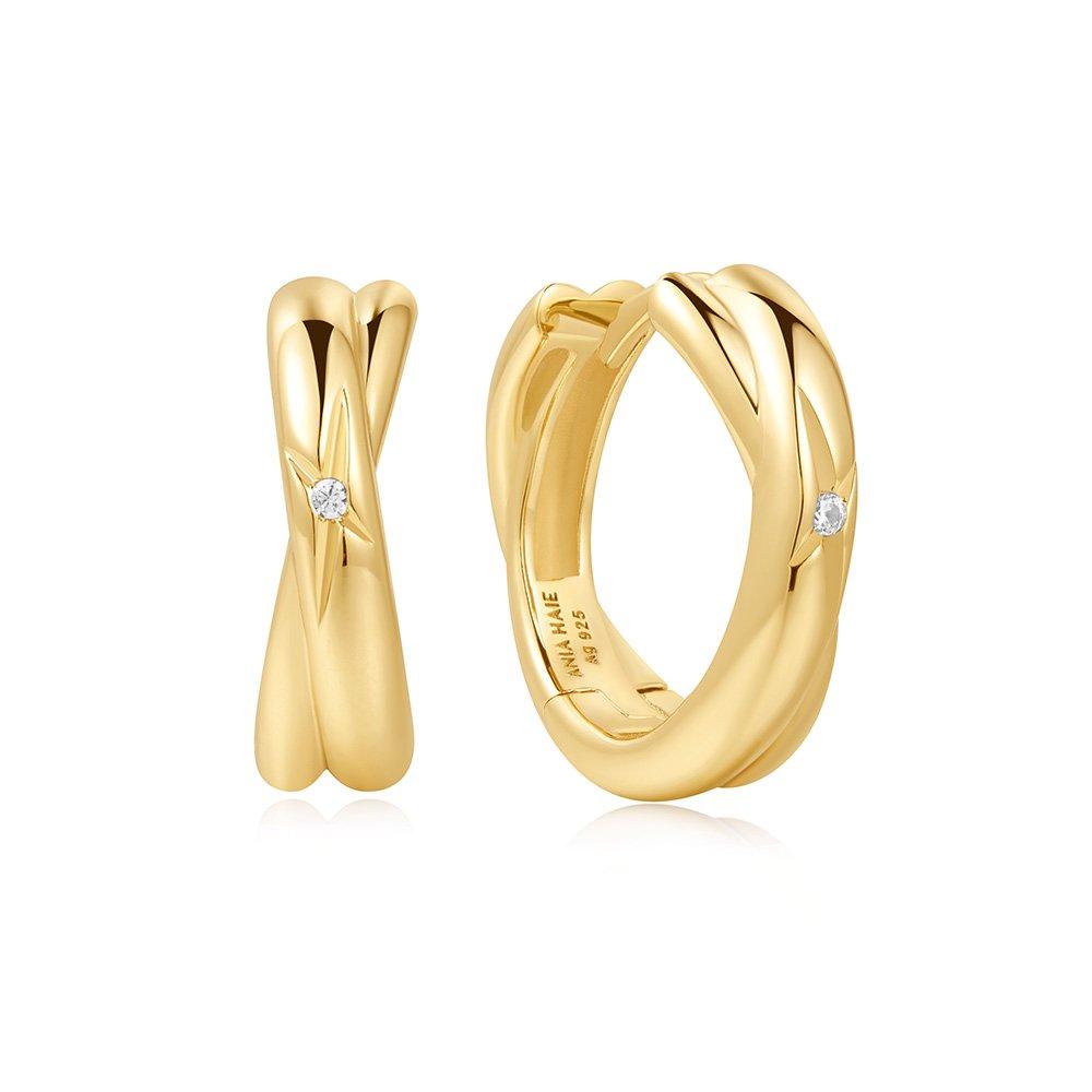 Gold Cross Duo 925 Silver Ring Earrings E061-16G