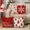Christmas Pillowcase Red Christmas Tree Snowflake Print Pillowcase
