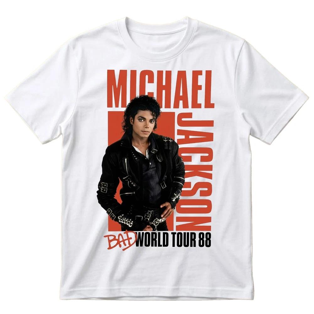 Кожаная куртка Michael Jackson Bad World Tour 88 Белая футболка