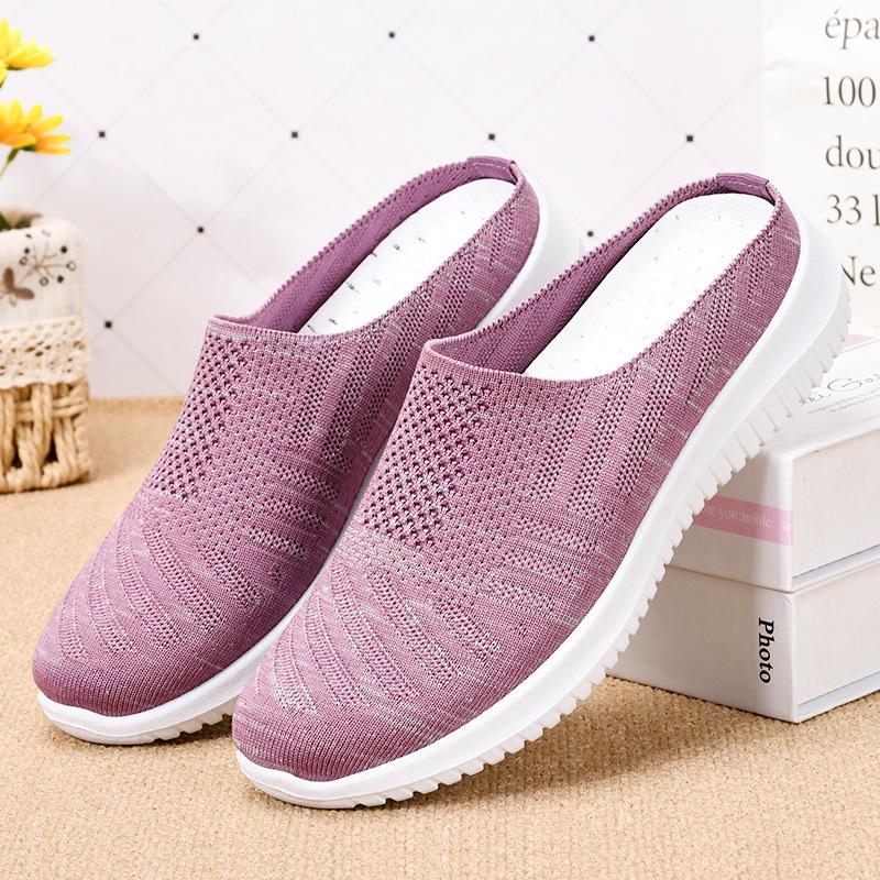 New Women's Shoes for Women's Shoes Large Size Cloth Shoes Breathable Flying Woven Shoes Soft Sole Casual Mother's Shoes