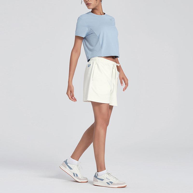 Reebok Однотонная спортивная повседневная трикотажная футболка с коротким рукавом для фитнеса и тренировок, женские топы синего и фиолетового цвета 24SRM406WGB4