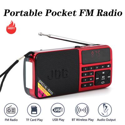 Bluetooth-динамик, мини-портативный карманный FM-радио, USB MP3 с перезаряжаемой батареей для походов, FM-радиоприемник
