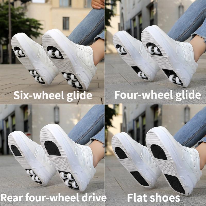 Детские роликовые коньки, 6-колесные коньки унисекс со съемными колесами и ремнями