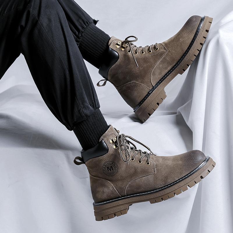 Мужская обувь 2024 года, мода на осень и зиму, британские бархатные новые ботинки из ревеня, британские ретро-ботинки Martin 6000-R