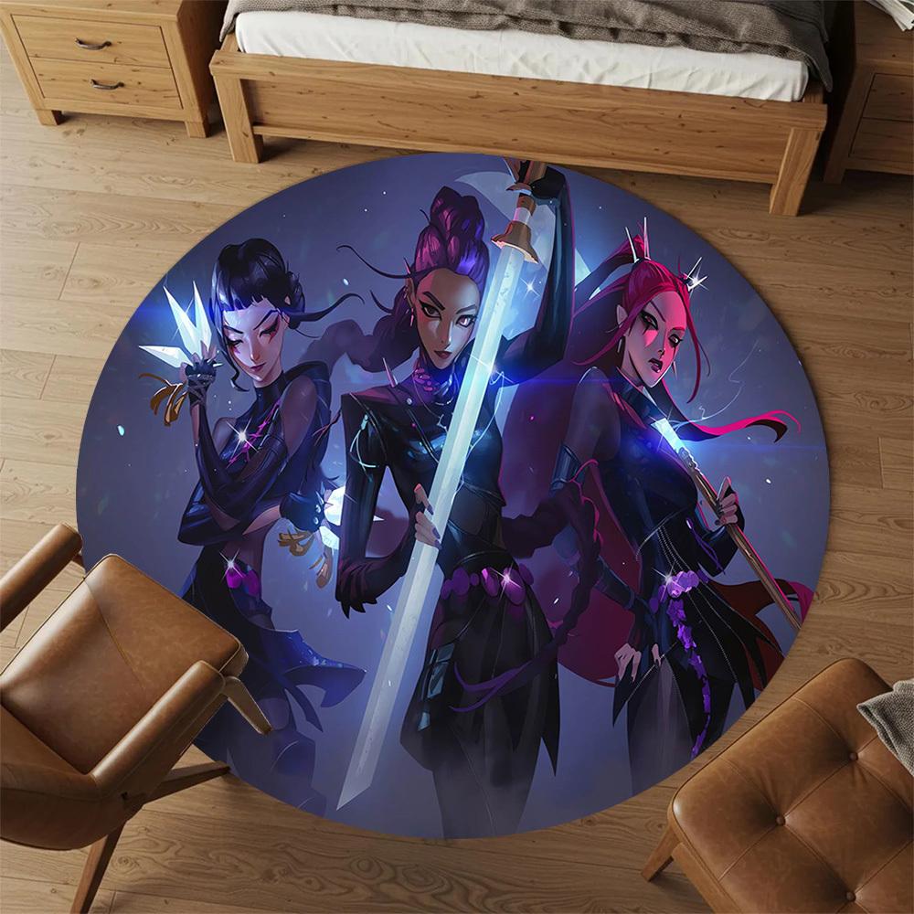 1pc Swordsmaids Round Chair mat Area Rug - Non-Slip, Floor Mat for Office, Bedroom, and Indoor Decor -1002232