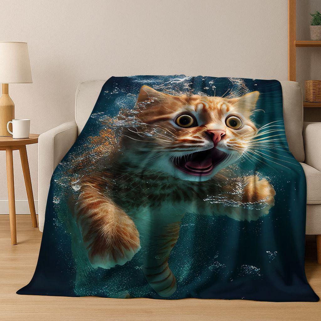 2026 Новый Милый Кот Котёнок Мяу Мультяшное Фланелевое Одеяло, Уютное Мягкое Плед для Дома Спальни Кровати Дивана Пикника Покрытие Детский Подарок