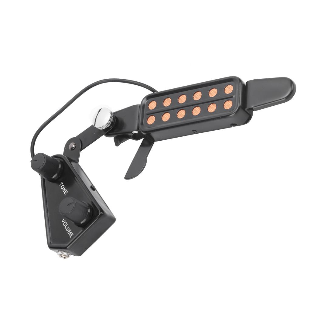 Guitar Pickup 12 SoundHole Electric Transducer with Tone Volume Control for Ukulele