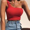 Women Lady Female One Shoulder Crop Tops Sleeveless T-Shirt Tank Tops Summer Beach Vest Bare Midriff Summer Fashion Clothes