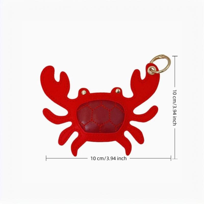 Stylish Pu Leather Summer Beach Style Keychain Sea Animal Bag Charm Lobster Crab Bag Accessory