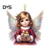 Christmas Tree Ornament with Lanyard Easy To Hang 2D Little Angel Girl Hanging Pendant Car Bag Keychain Decoration