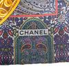 Used Chanel Coco Mark Logo Paisley Gold Chain Scarf Silk Navy Authentic 1194