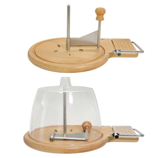 Cheese Curler Wheel Slicer Stainless Steel Cheese Shaver Cutter Hard Cheese Chocolate Beech Wood Base