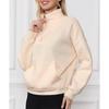 Women's Sweatshirt Stand Collar Solid Color Fashion Pocket Zipper Tops Casual Loose Fleece Ribbed Pullover