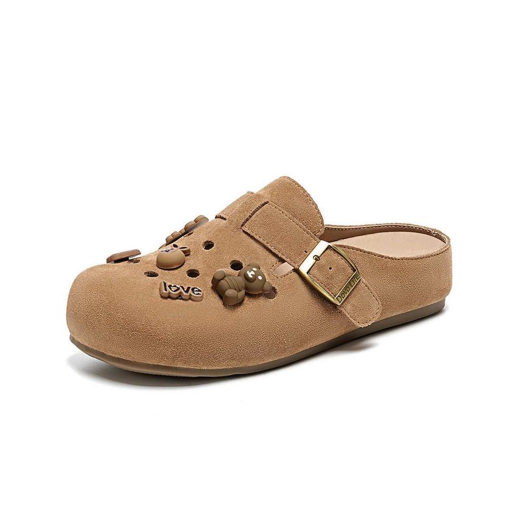 Thick-soled Bag Head Half Slippers Women's Outer Hole Shoes Spring 2025 New Lazy One-pedal Flat-bottomed Cool Slippers