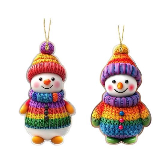 Снеговик Рождественские украшения Персонализированные 2D акриловые украшения на елку Подвесные украшения-снеговики для праздника