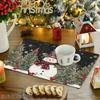 4pcs/6pcs Christmas Placemat Set, Black Snowman Cardinal Table Mats Art Place Mats, for Dining, Parties, And Holiday Gatherings Perfect Gift for Paren