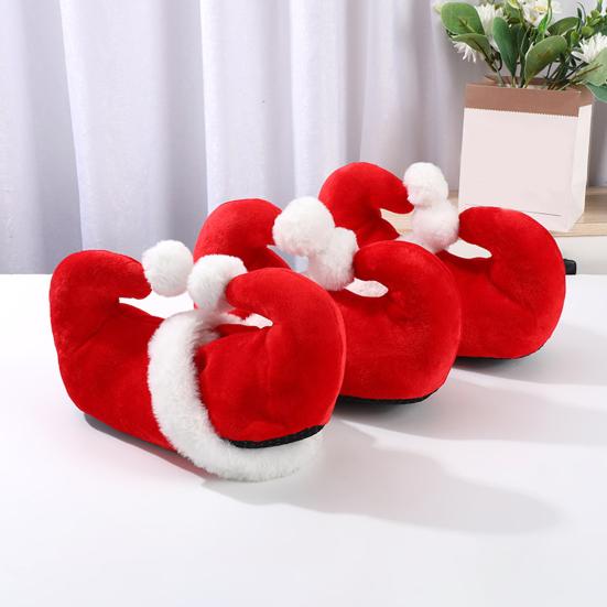 1 пара рождественских тапочек Санты, праздничная красная обувь с героями мультфильмов, милые очаровательные тапочки Санты для украшения и комфорта