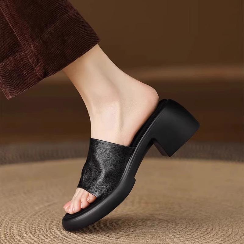 Модные винтажные сандалии и шлепанцы с открытым носком, женские шлепанцы на блочном каблуке, летняя уличная обувь, шлепанцы на платформе и высоком каблуке, пляжная обувь