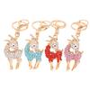 Keychain Alloy Electroplated Three-Dimensional Goat Key Chain with Colorful Rhinestones Lobster Clasp Key Ring Bag Accessories