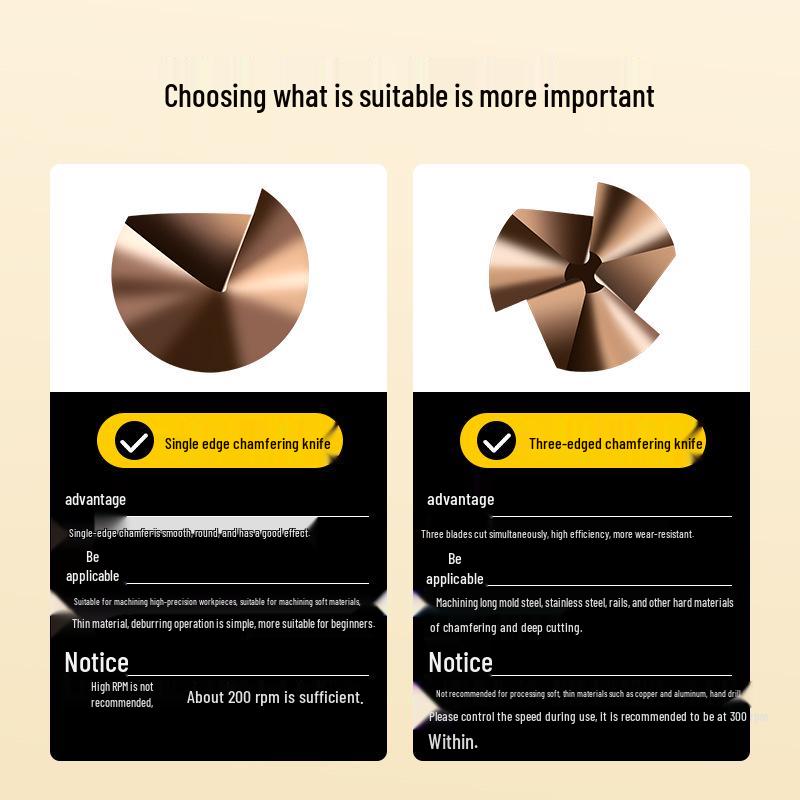 Tiangong 6542 Кобальтовая быстрорежущая сталь 60° Однолезвийная фаска, зачистка заусенцев и зенковка со цилиндрическим хвостовиком.