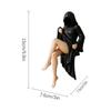 3D Handmade Resin Death Black Robe Bookshelf Figure Sitting Mysterious Statue Gothic Spooky Display Sculpture Desktop Home Decor