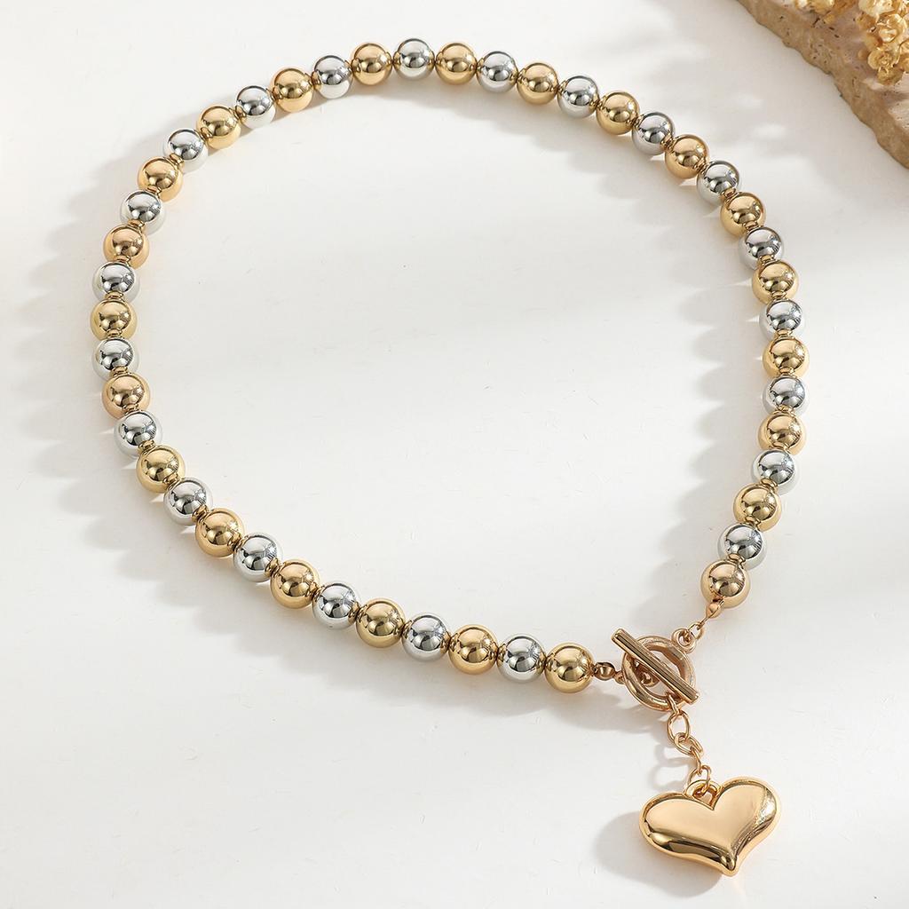 Универсальное ожерелье-чокер с имитацией жемчуга, с бусинами, в виде сердца, с преувеличенной геометрической круглой бусиной, женское