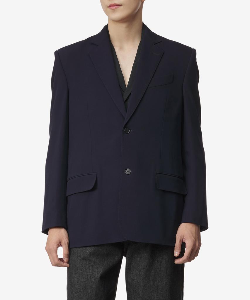 Balenciaga Virgin Wool Single-Breasted Jacket - Navy / 725139Tnt094100