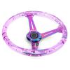 KIMISS 14-inch Car Racing Steering Wheel with Horn Button, Clear Acrylic, New Sport Steering Control for ATVs, Karts, and UTVs