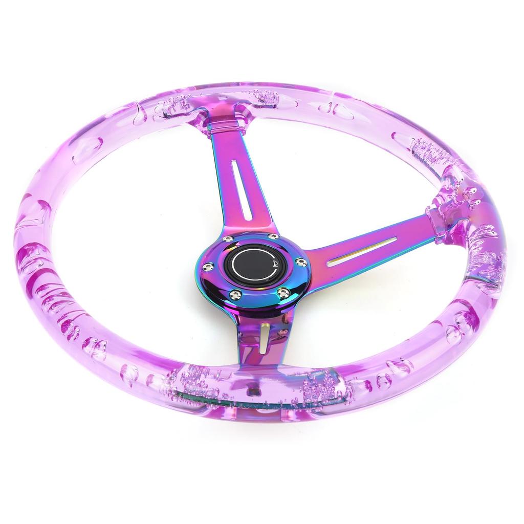 KIMISS 14-inch Car Racing Steering Wheel with Horn Button, Clear Acrylic, New Sport Steering Control for ATVs, Karts, and UTVs