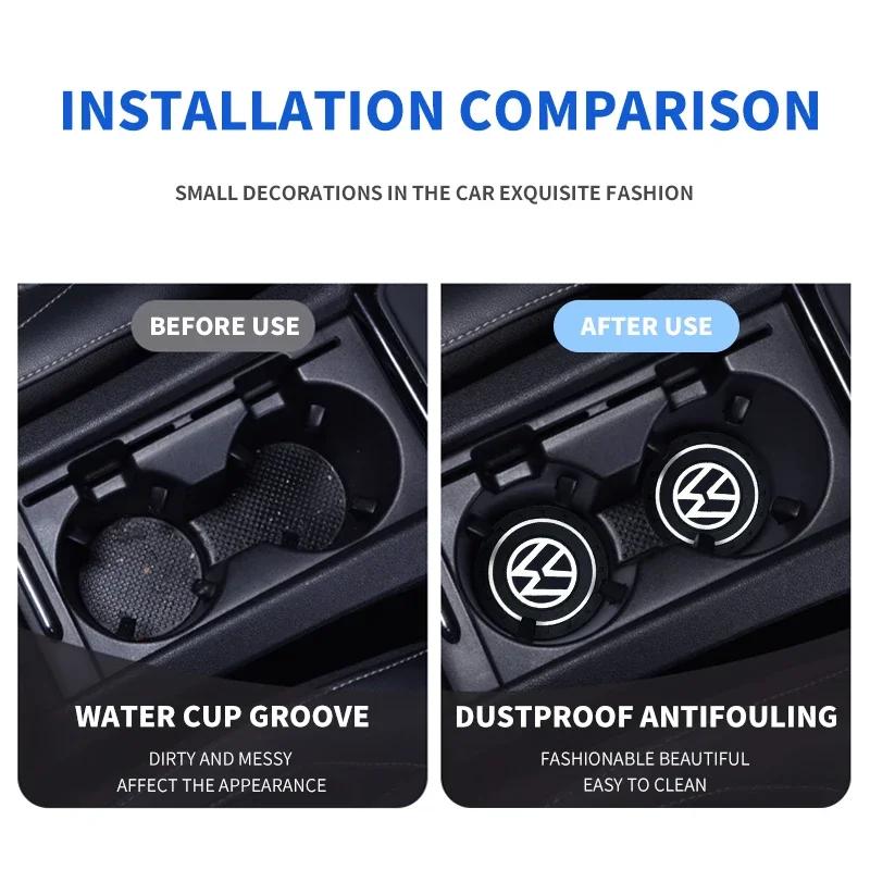 For Volkswagen VW Car Waterproof Pads Water Cup Slot Anti-Skid Pads Auto Parts For Volkswagen GTI R-Line R Polo Golf T5 Passat M